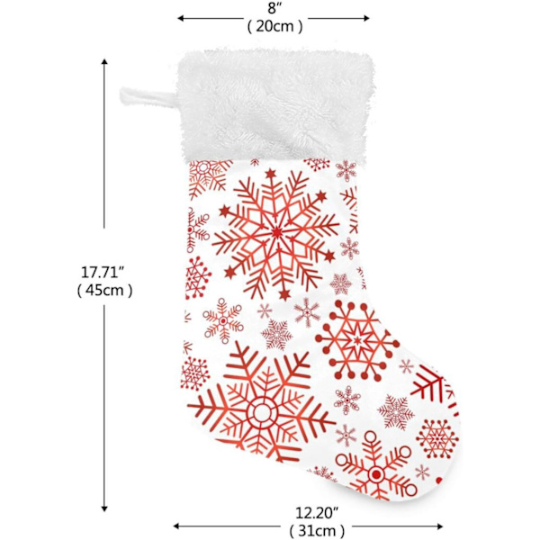 Julklapp, personliga julklappsstrumpor 2-pack Jul Röd Klassiska Snöflingor 45,7 cm Julstrumpor Hängande Ornament Ka