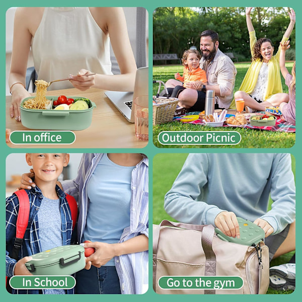 bento Box Lunsjboks, bento Box med 2 separate rom, måltidspreparering
