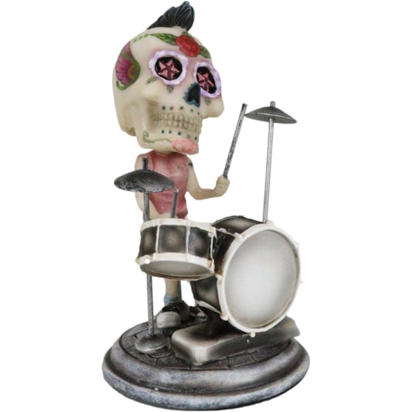 Ebros Gave Día de Muertos Tatovering Skelet Rock Trommeslager Bobblehead Figur 6,5\" L     Statue Dekor