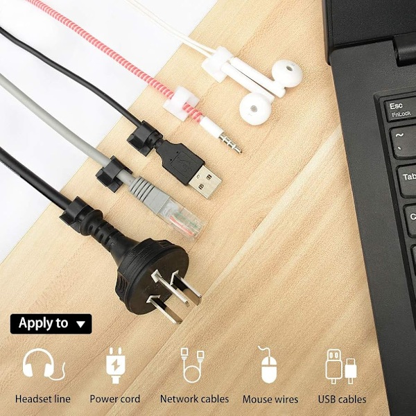 100 st starka självhäftande plast utomhus kabelklämmor Kabel
