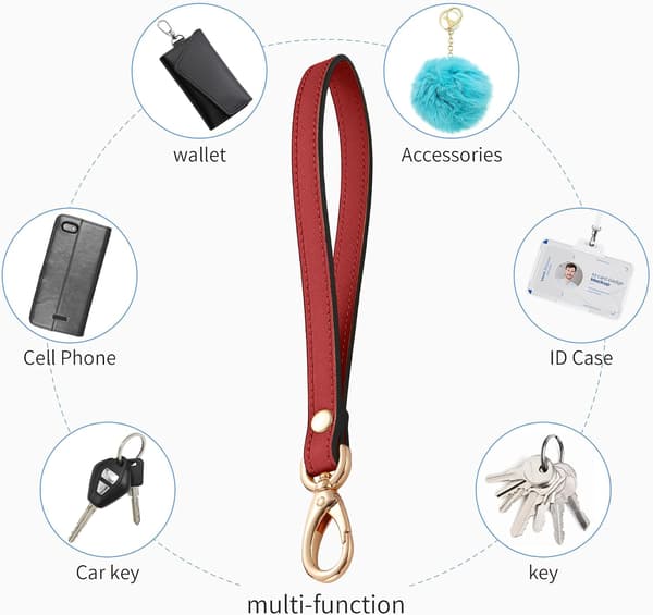 Håndledsrem, ægte læder håndledsnor håndrem erstatning til pung, clutch, pose, telefon, ID