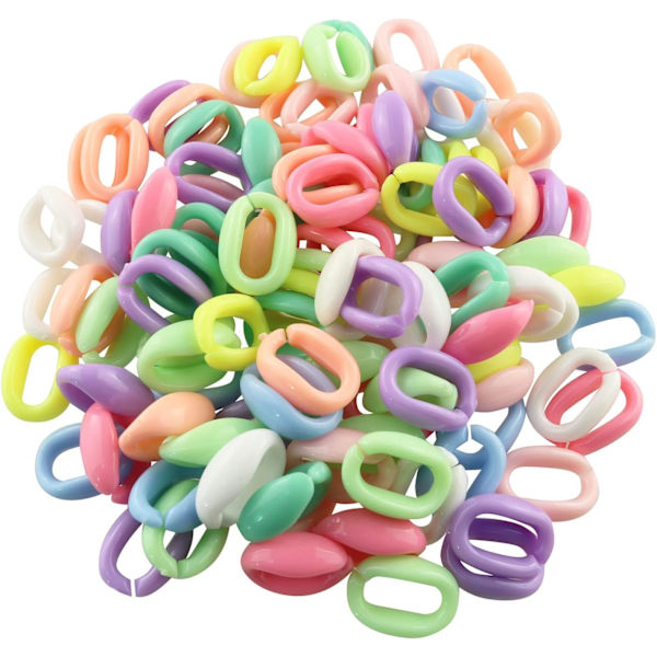 Akryl Kedjelänkar 300st Blandad Färg Oval Akryl Macaron Plast