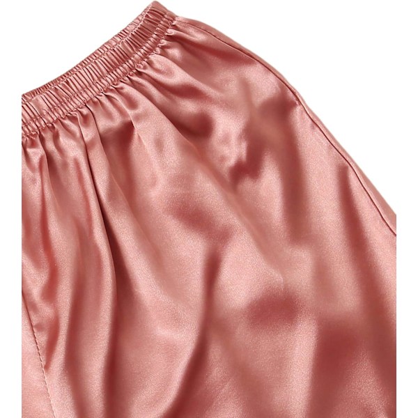 Dam 2-delad satin nattkläder knapp fram nattkläder kortärmad pyjamas set