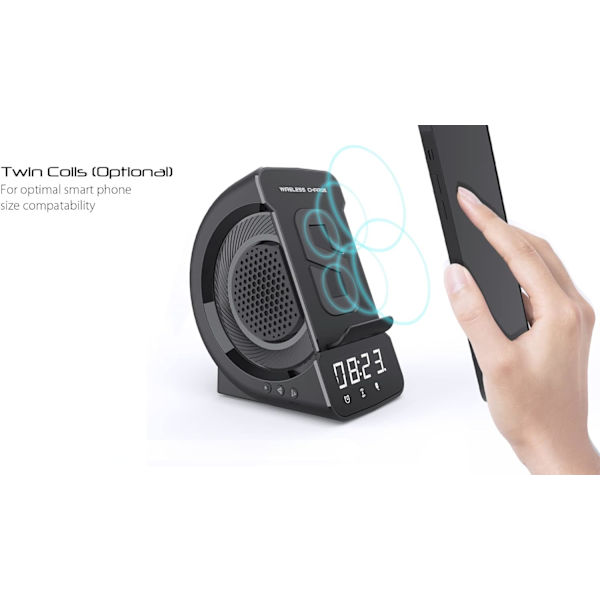 2022 Ny tre-i-ett kreativ trådlös laddning Bluetooth-högtalarklocka väckarklocka privat modell (Lron Gray) Lron Gray Lron Gray
