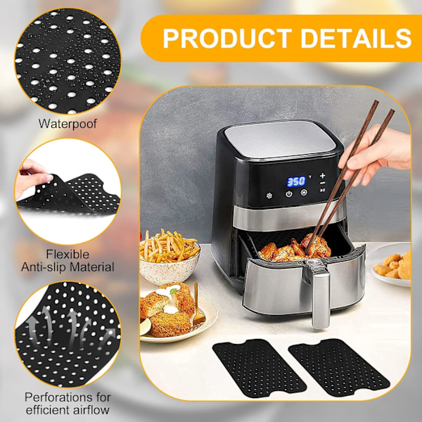 Silikon Air Fryer-foder (2 st) - Återanvändbara non-stick-mattor