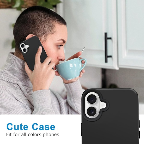 Kompatibel med iPhone 16 Plus Deksel, Flytende Silikon Myk Mikrofiberfôr Støtsikker Gel Gummi Telefondeksel for iPhone 16 Plus 6.7-Ih Svart Svart