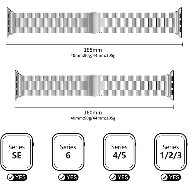 Band kompatibel med Apple Watch Series 6 band 44 mm til mænd, sort