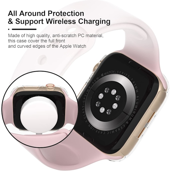 [2-pak] Etui kompatibel med Apple Watch Series 7 45 mm med indbygget