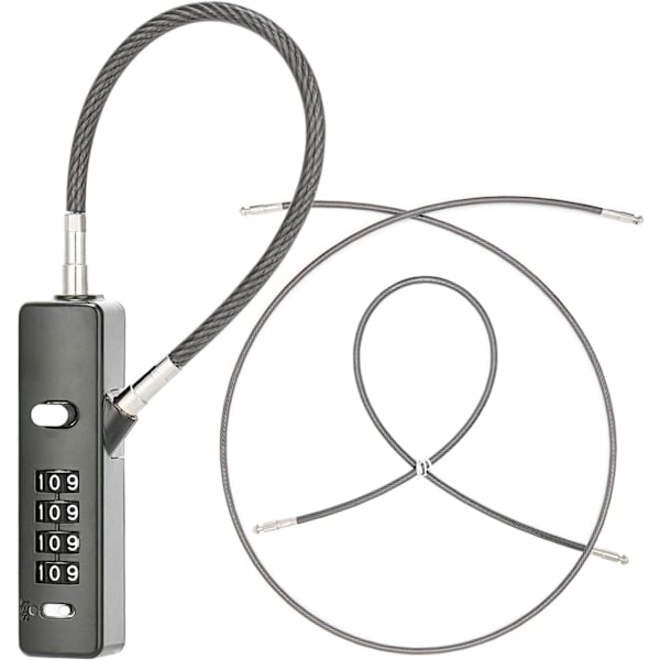 Kabel låse med kombination, med 3 udskiftelige låsekabler i forskellige længder, multifunktionel kombinationskabel lås til små cykler,