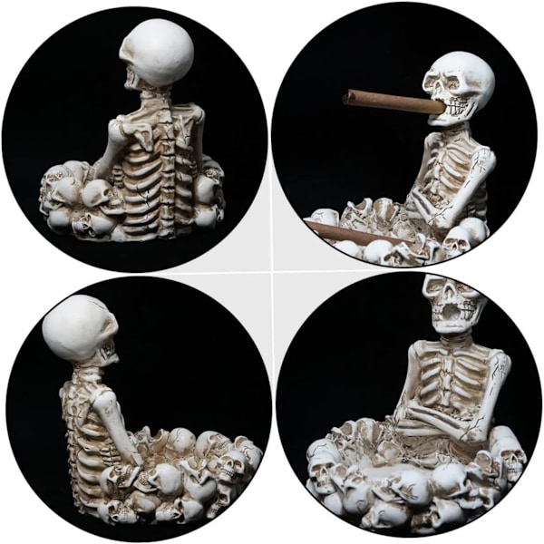 Kreativ dödskalle cigarr askfat Halloween dekorationer harts askfat askhållare behållare hem skrivbord förvaring för hem kontor dekoration