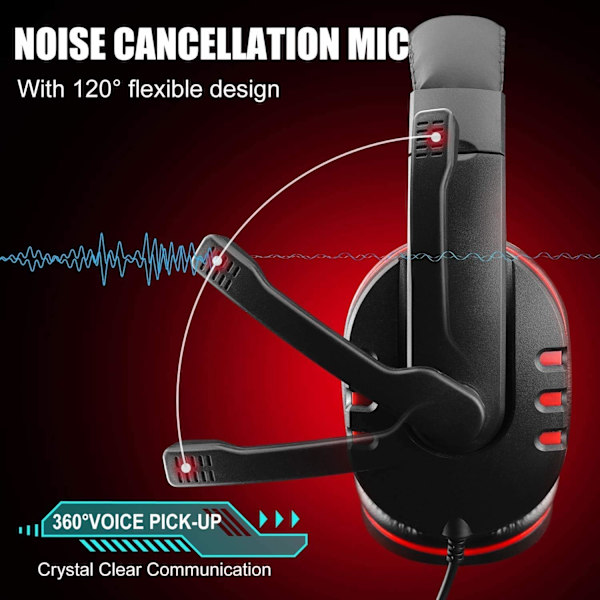 Spilhovedtelefoner til Ps4 Xbox One, Ps4 Headset med mikrofon