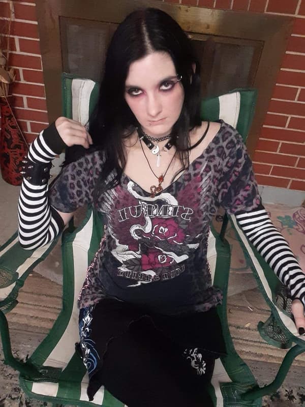 DRealm Punk Gothic Rock Lange Armvarmere Fingerløse Handsker Sort Hvid