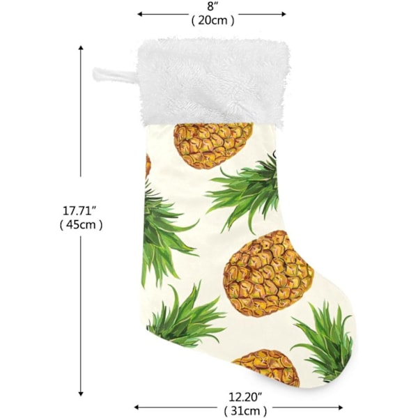 Julklapp, personliga julklappsstrumpor 2-pack Ananas Blommig Gul 45,7 cm Julstrumpor Hängande Ornament Eldstad för Träddekoration