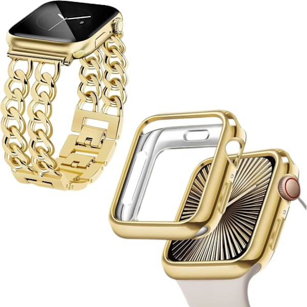 42mm Mjukt Flexibelt TPU-skal och Metallarmband Kompatibla för Apple Watch Series 3/2/1, Guld