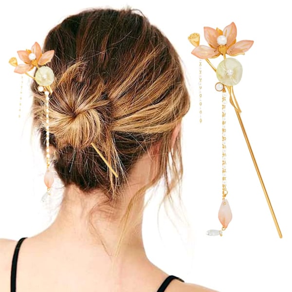 Retro Lotus Blad Legering Hårpinne Antik Stil Tofs Hänge