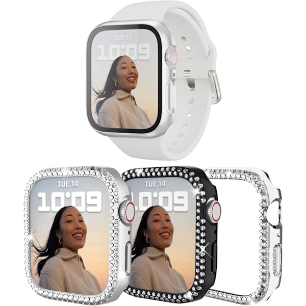 3-pack Bling-fodral med skärmskydd för Apple Watch Series 7
