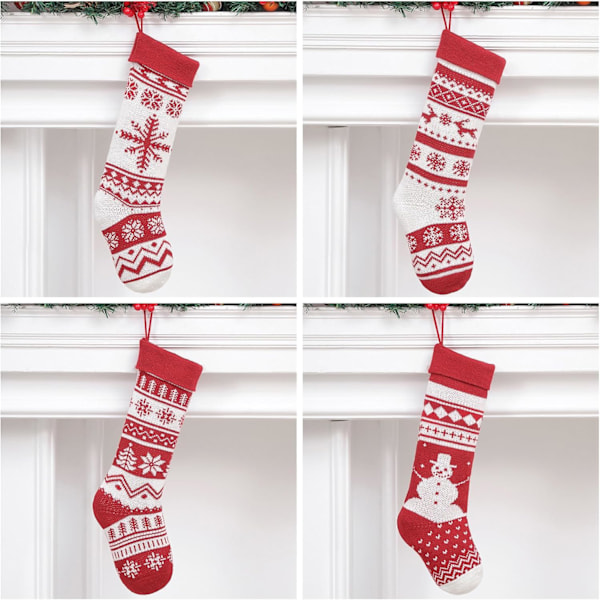 4-pack julstrumpor 18 tum stora stickade julstrumpor jul