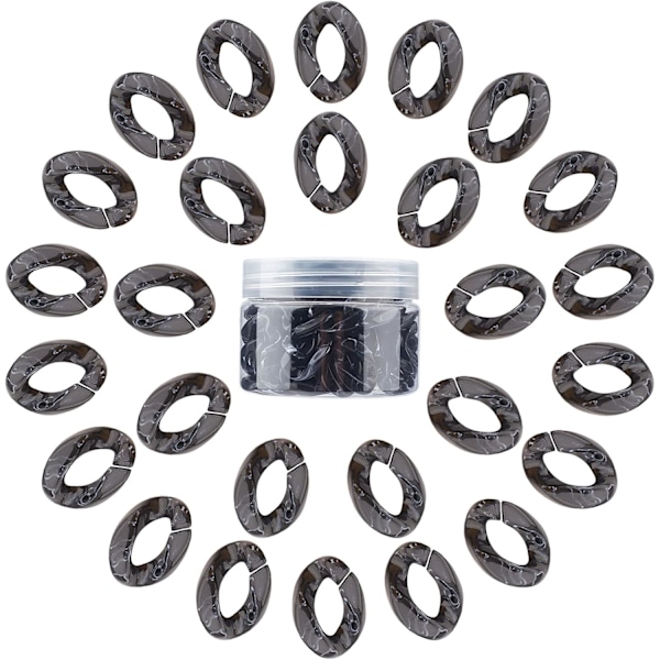 1 æske med 100 stk. Akryl kædelænker Sorte C-clips Kroge Twist Chain