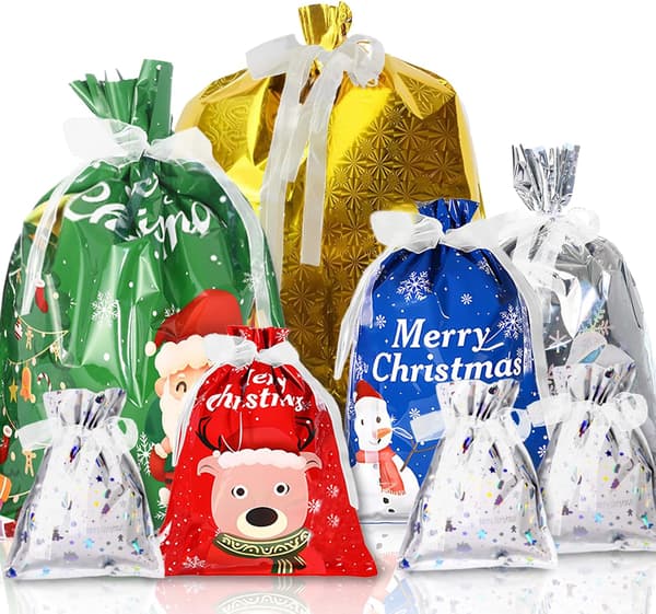 Julklappspåsar - 41 st blandade storlekar för julklappar (Stor Medium Liten)