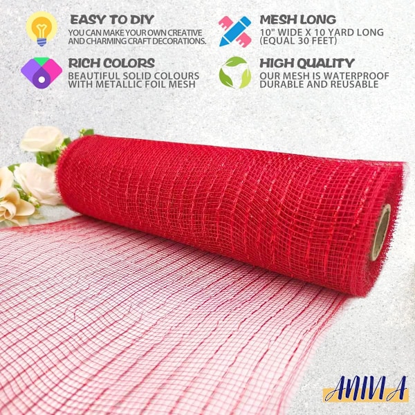 Deco Mesh Bånd, 10 tommer x 30 fod Hver rulle Metallic Foil Mesh Bånd til
