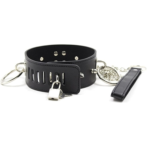 Halsband Choker med koppel, Punk Mjukt Läder Justerbar Choker, O-Ring Hals