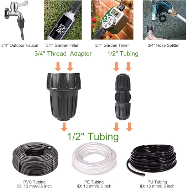 4 Set Bevattningskopplingar Kopplingar 1/2\" Rörslang