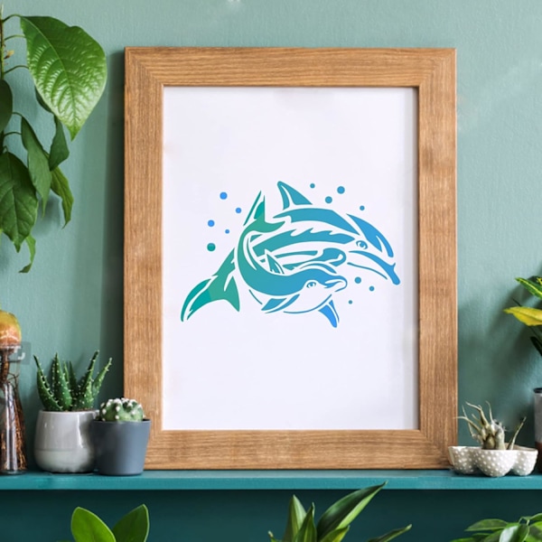 Delfin Stencil 11,7x8,3 Tommer Hav Havdyr Stenciler Gjenbrukbare