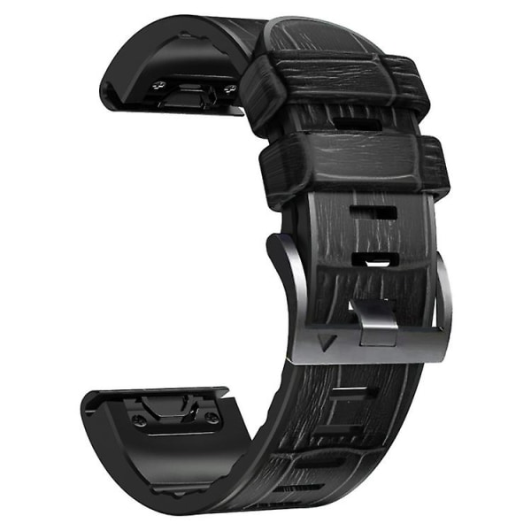 För Garmin Fenix 7x / 6x / 5x Krokodil Textur Silikon Läder Klockarmband UYG Black