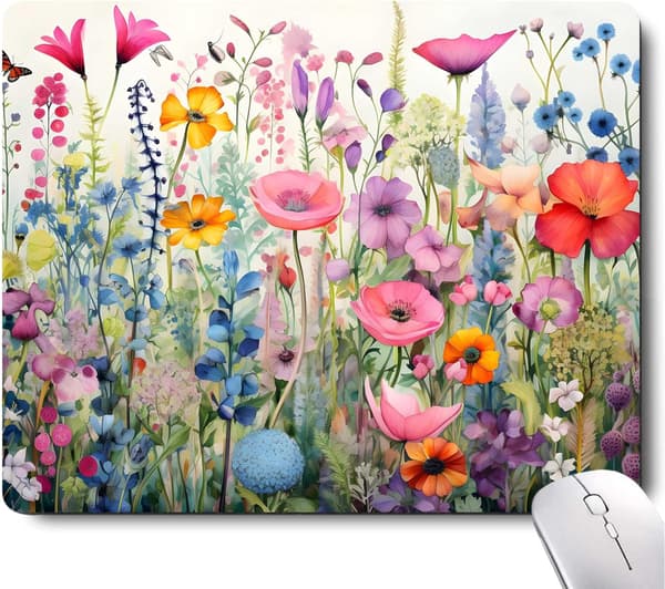 Nydelige Blomsterplanter Musematte, Rosa Blomstrete Rose Musematter for Skrivebord, Myk Datamaskin Musematte Søt Musematte Stoff Datamaskin Musematter for