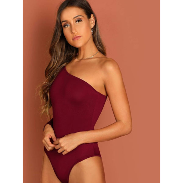 Dame One Shoulder Langærmet Stretch Bodysuit Jumpsuit