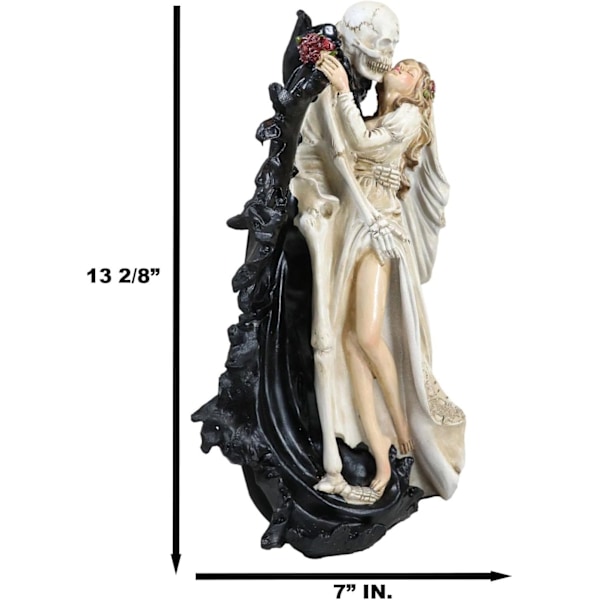 Ebros Bryllup Brud og Dødens Engel Grim Reaper Skelet Kys Figur 14,25\" Høj Kærlighed Dør Aldrig De Dødes Dag DOD Kranier Ossuarium Makaber
