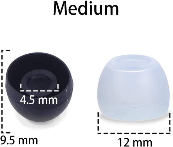 20 stk. Medium Silikon Ørepropphette Erstatning - 10 Svarte, 10 Klare