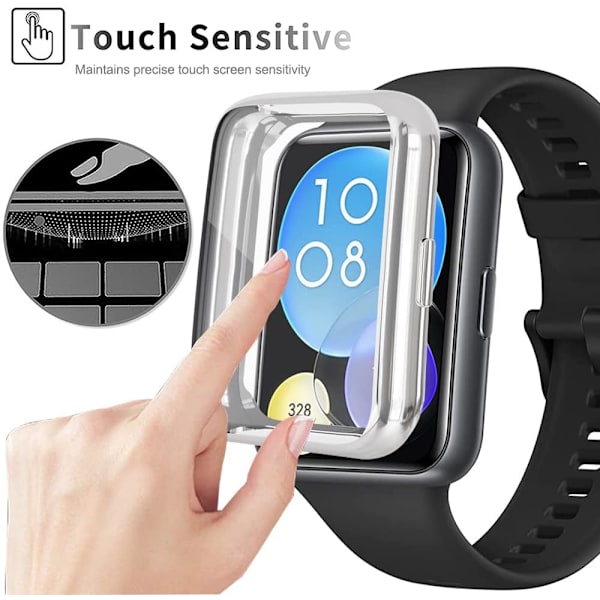 [2 delar] Fodral kompatibel med Watch fit 2, Svart Hög Transparens