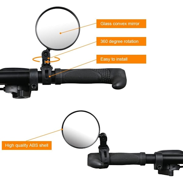 360° justerbara cykelbackspeglar (2pack) - konvexa cykelspeglar