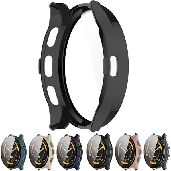 Smartwatch Full Coverage PC Skyddsfodral med Härdat Glas Skärmskydd Kompatibelt med Garmin Venu 3S, Mjukt och Tåligt (Svart) Svart
