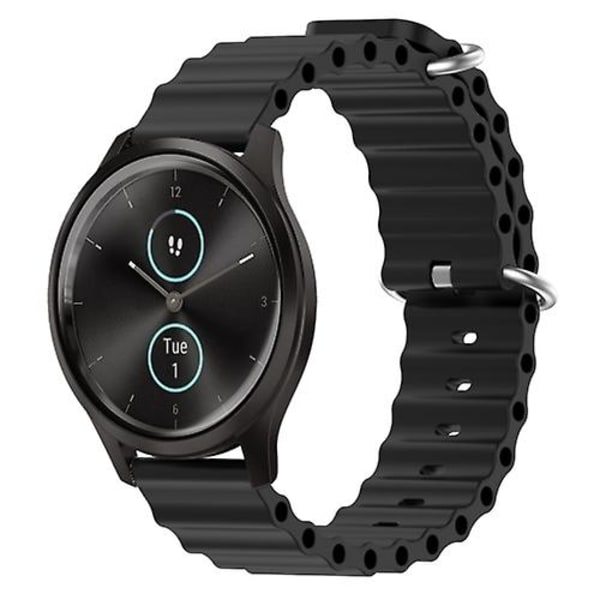 Til Garmin Garminmove Style 20mm Ocean Style Silikone ensfarvet urbånd DJQ Black