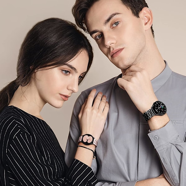 Rostfritt stålarmband kompatibelt med   Galaxy Watch 7 6 5 4 FE 40mm 44mm 45mm/Galaxy Watch 6 4 Classic 43mm 47mm 42mm 46mm/Active 2/Watch 3 Svart