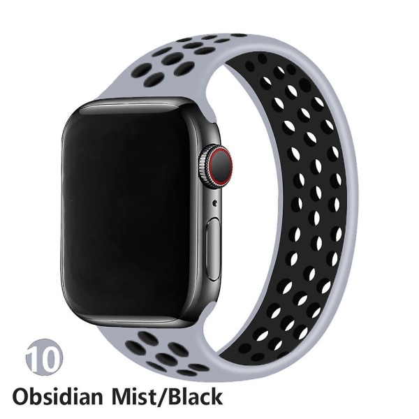 Solo Loop-rem för Apple Watch Band 44mm 40mm 38mm 42mm Andas Silikon Elastiskt bälte Armband Band Iwatch Series 3 4 5 Se 6 obsidian black 38mm or 40mmS