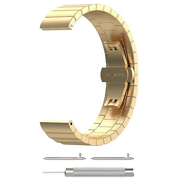 Til Garmin Forerunner 245 Rustfrit Stålarmbånd & Sommerfuglespænde FEM Golden