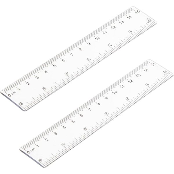 Gennemsigtig plastik lineal lige brudsikker lineal (2-pak)