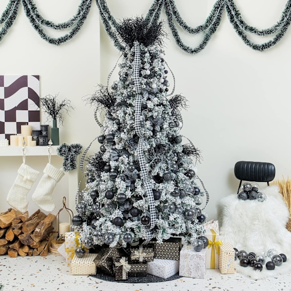 Julgranskulor (2,36 tum, svart) 24 st krossäkra julgranshängande