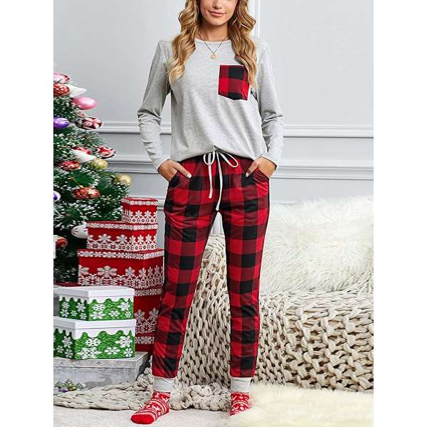 Dame julepyjamas, langærmet pyjamasæt, todelt nattesæt,