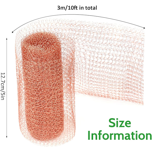 10ft Ren Kobbernet - Net til Bekæmpelse af Gnavere og Udelukkelse af Skadedyr til Hjemmehave