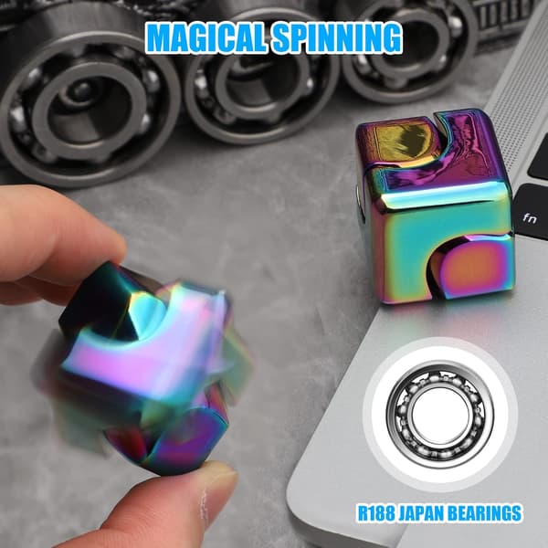 Infinite Gear Fidget Cube - 2-i-1 Transformabel Spinner - Stresslindring (Regnbåge)
