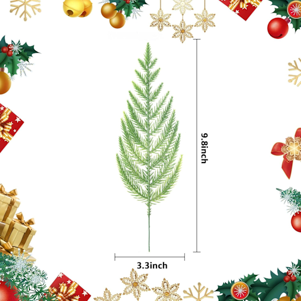 60 stk 3D kunstige furugrener - 9,8 tommer plast falske furunåler plukker - falske