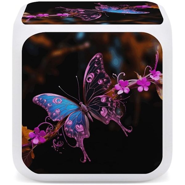 LED-väckarklocka, Nice Buerfly Print Multicolor Väckarklocka Geometrisk Väckarklocka Sovrumsväckarklocka Tyst Väckarklocka Vit Vit