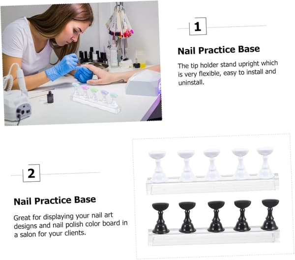 Nagelställ 2 Set Nagelkonst Övningsbas Magnetiska Toppar Nagellack Block Display