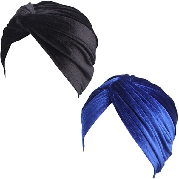 Dam Stretch Velvet Twist Pleated Hair Wrap Turban Hat