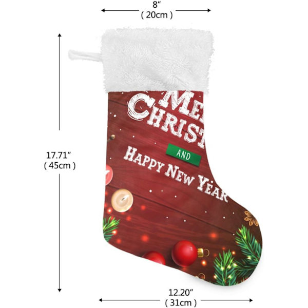 Julklapp, personliga julklappsstrumpor 2-pack Merry Christmas Röda bär Tallgren 45,7 cm Julstrumpor Hängande Ornament Eldstad