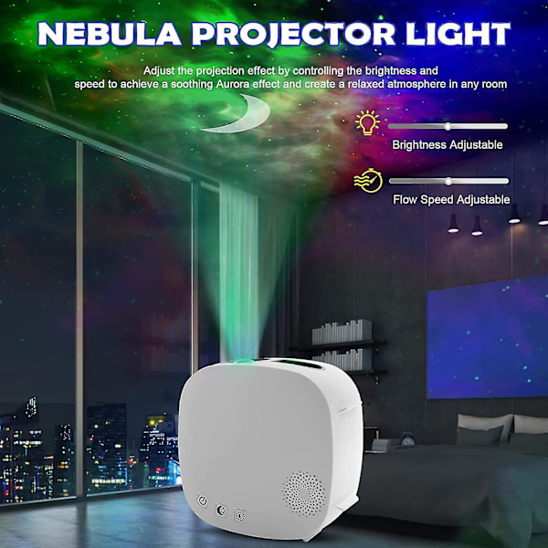 Stjernehimmel-projektor, 4-i-1 360 roterbar Nebula Moon-projektionslampe med RF-fjernbetjening og Bluetooth-højttaler, LED-projektor natlys til Chr
